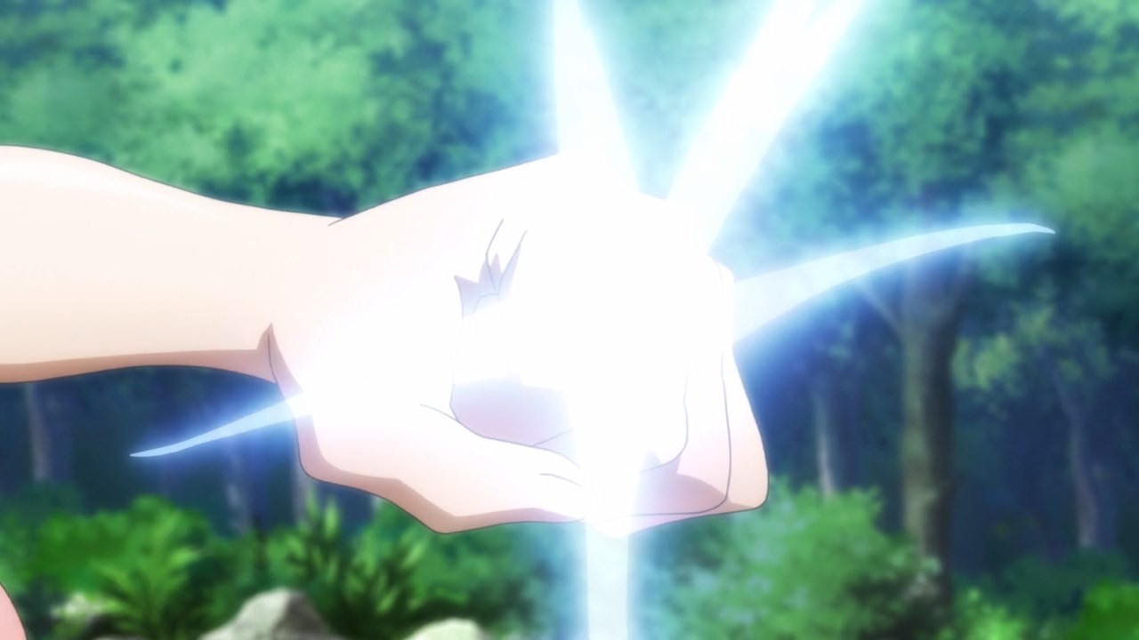 This fist of Maria's glows with an awesome power